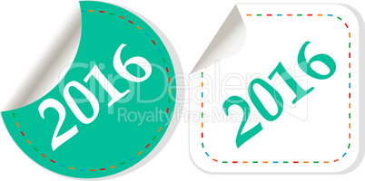 Happy new year 2016 - vector icon with shadow on a grey button