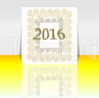 Happy new year 2016 symbol with calligraphic design on abstract background.