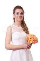 Happy bride with roses