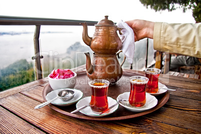 Drinking Traditional Turkish Tea With Friends