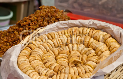 Organic Dried Figs and Raisons At A Turkish Street Market