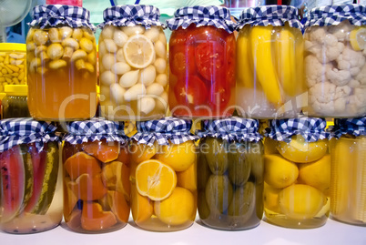 Pickled Vegetables And Fruit In Jars
