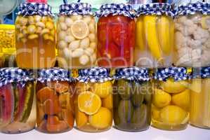 Pickled Vegetables And Fruit In Jars