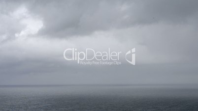 Ocean landscape with clouds and rain