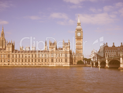 Retro looking Houses of Parliament in London