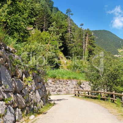 Tourist walking trail in the mountains