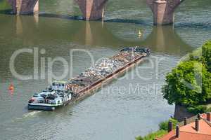 Barge transports waste on the river