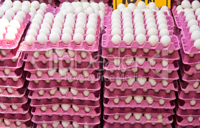 Stack Of Fresh Organic Eggs At A Street Market