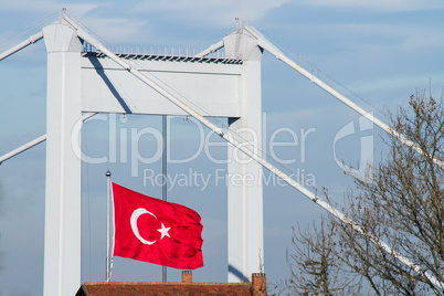 Turkish Flag With The Fatih Sultan Mehmet Bridge