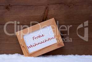 Picture Frame With Text Frohe Weihnachten Means Merry Christmas