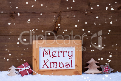 Frame With Christmas Decoration, Snow, Merry Xmas, Snowflakes