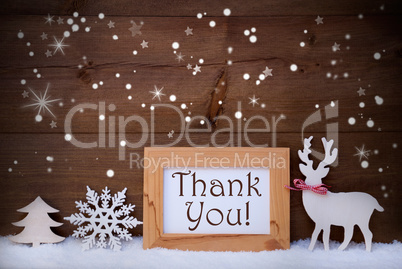 White Decoration On Snow, Thank You, Sparkling Stars