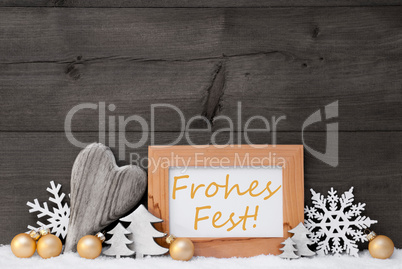 Golden Gray Decoration, Snow, Frohes Fest Mean Merry Christmas