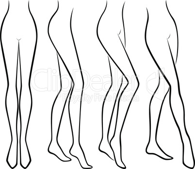 Set of lower parts of graceful female body