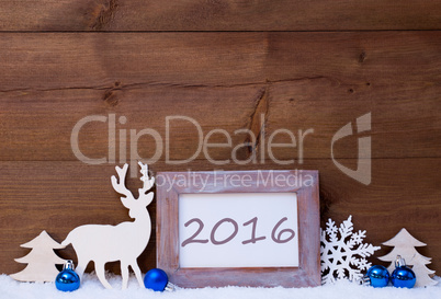 Christmas Card With Blue Decoration, 2016, Snow