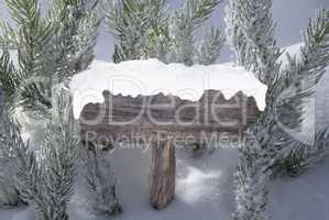 Christmas Sign Snow Fir Tree Branch Copy Space