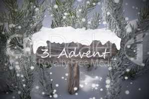 Sign Snowflakes Fir Tree 3 Advent Means Christmas Time