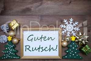 Frame With Christmas Decoration, Guten Rutsch Mean New Year