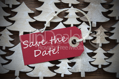 Red Christmas Label With Save The Date