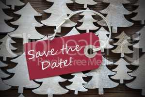 Red Christmas Label With Save The Date