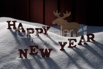 Christmas Card With Moose Snow, Happy New Year