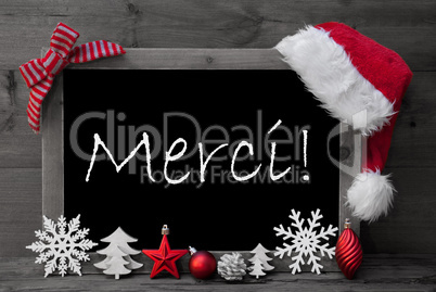 Blackboard Santa Hat Christmas Decoration Merci Means Thank You