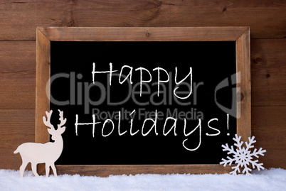 Christmas Card, Blackboard, Snow, Reindeer, Happy Holidays