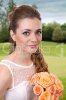 Beautiful bride with roses
