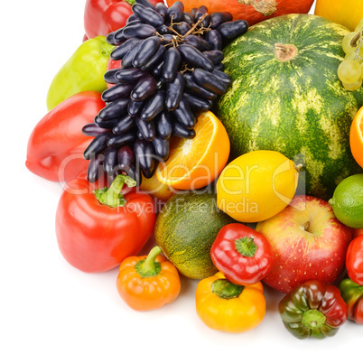 fruits and vegetables isolated on white background