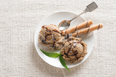 Top view chocolate ice cream