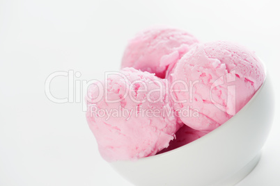 Pink ice cream with copy space