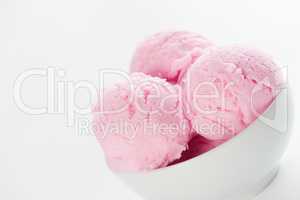 Pink ice cream with copy space