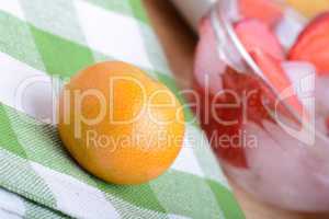 mandarin and strawberry slices as health food concept