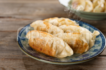 Asian meal pan fried dumplings