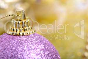 Christmas background with baubles and beauty bokeh, new year concept, close up