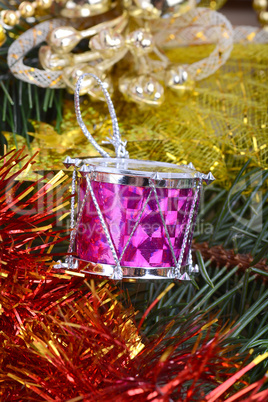 Closeup on colourful Christmas decorations