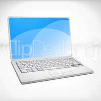 3d rendering of a laptop with blue graphics