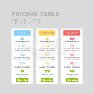 three tariffs. interface for the site