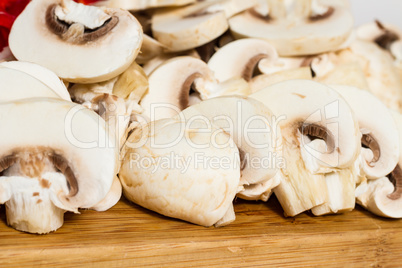 Sliced mushrooms prepared for cooking