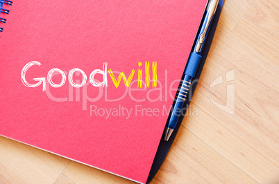 Goodwill write on notebook