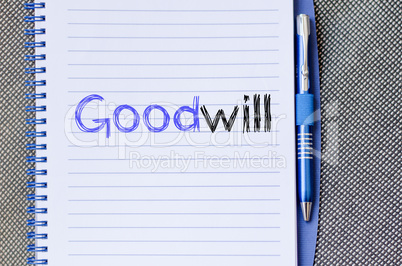 Goodwill write on notebook