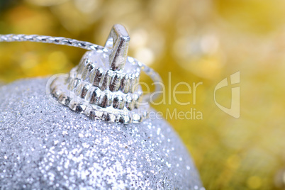 Christmas background with baubles and beauty bokeh, new year concept, close up