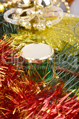 Closeup on colourful Christmas decorations