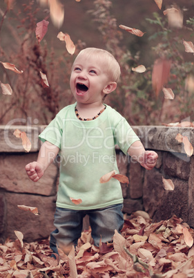 happy boy screaming with the happiness