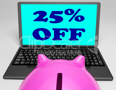 Twenty-Five Percent Off Laptop Means Online Shopping Save 25