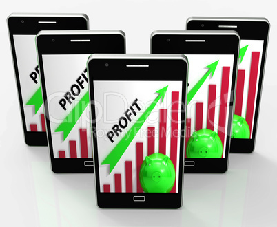 Profit Graph Phone Shows Sales Revenue And Return