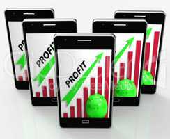 Profit Graph Phone Shows Sales Revenue And Return