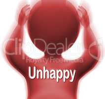 Unhappy Man Shows Sad Depressed Or Upset