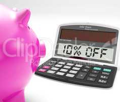 Ten Percent Off Calculator Shows Discount Reduction