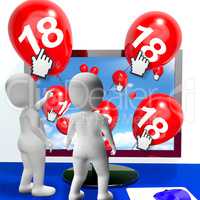 Number 18 Balloons from Monitor Show Internet Invitation or Cele